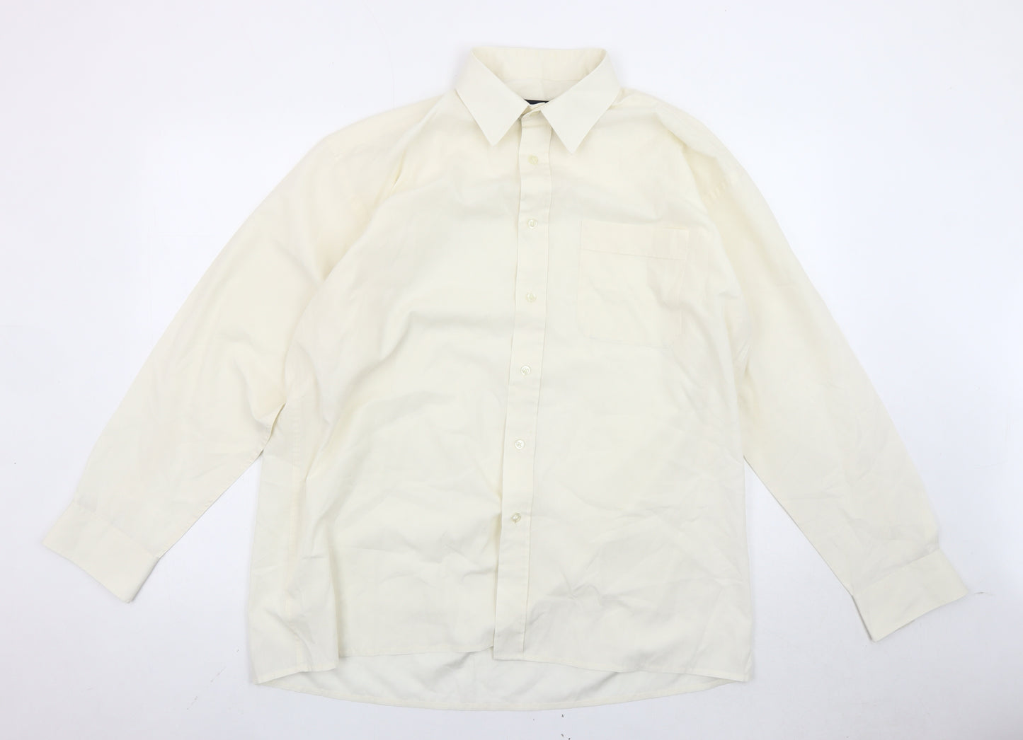 Double TWO Men's Ivory Long Sleeve Button-Up Shirt Size 16 Regular