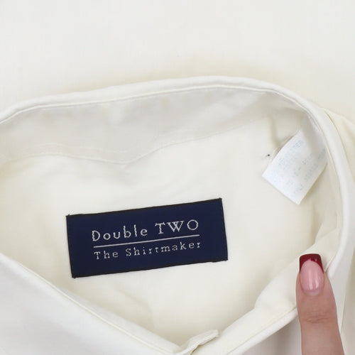 Double TWO Men's Ivory Long Sleeve Button-Up Shirt Size 16 Regular