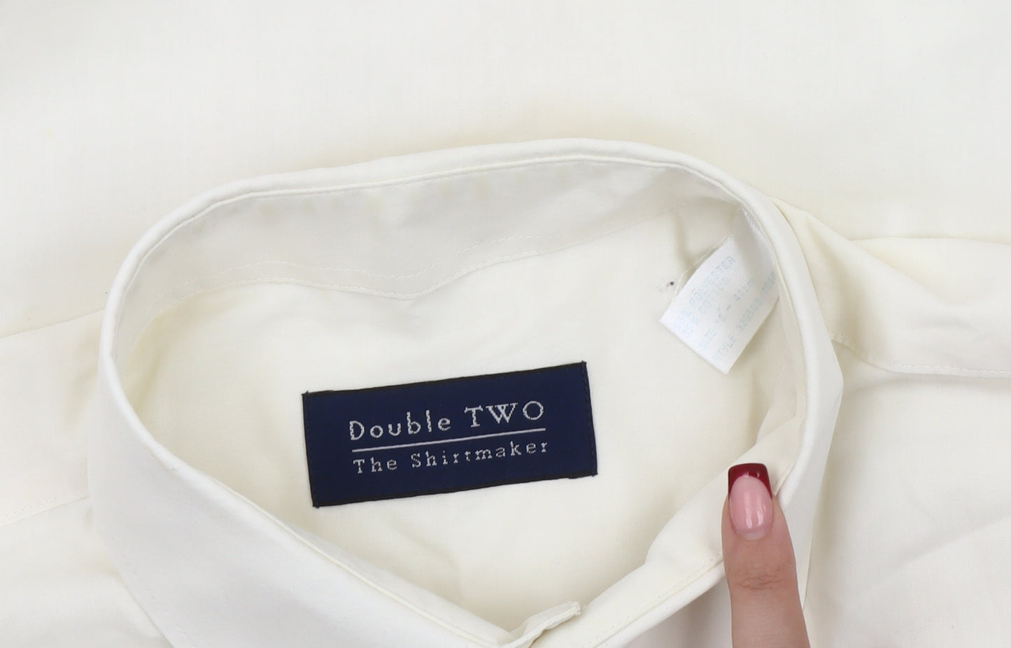 Double TWO Men's Ivory Long Sleeve Button-Up Shirt Size 16 Regular
