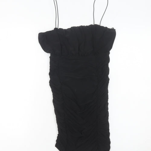 Pink Vanilla Women’s Black Ruched Bodycon Mini Dress Size 8 Party