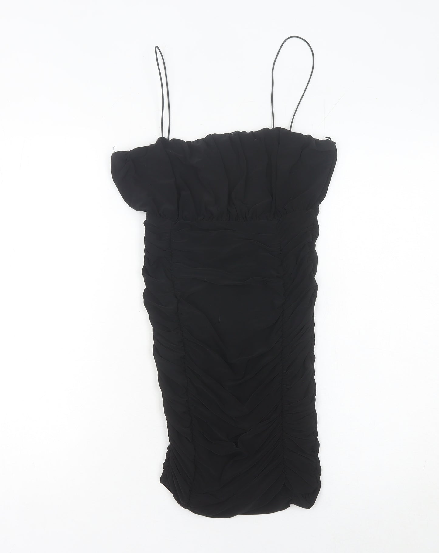 Pink Vanilla Women’s Black Ruched Bodycon Mini Dress Size 8 Party
