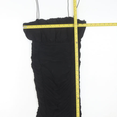 Pink Vanilla Women’s Black Ruched Bodycon Mini Dress Size 8 Party