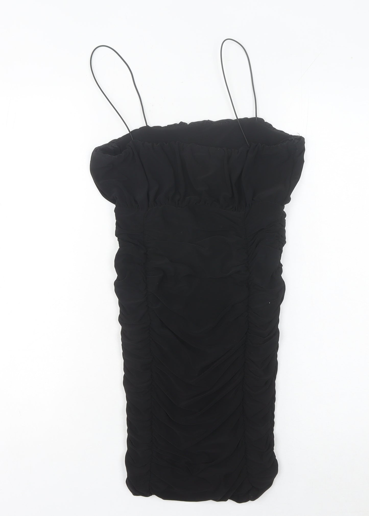 Pink Vanilla Women’s Black Ruched Bodycon Mini Dress Size 8 Party