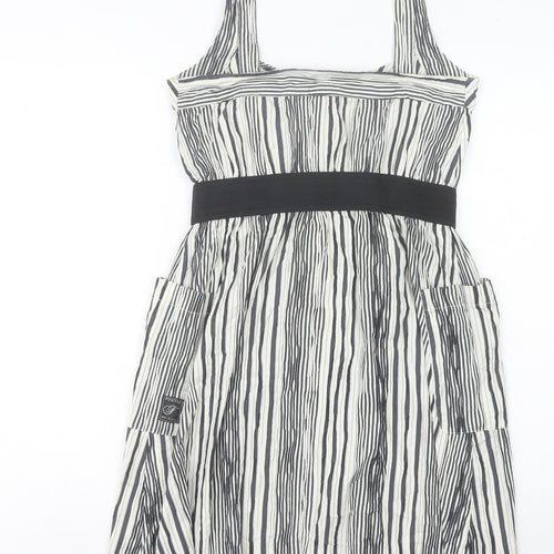 Firetrap Women's Black Striped Short Pinafore Dress Size S Casual Summer