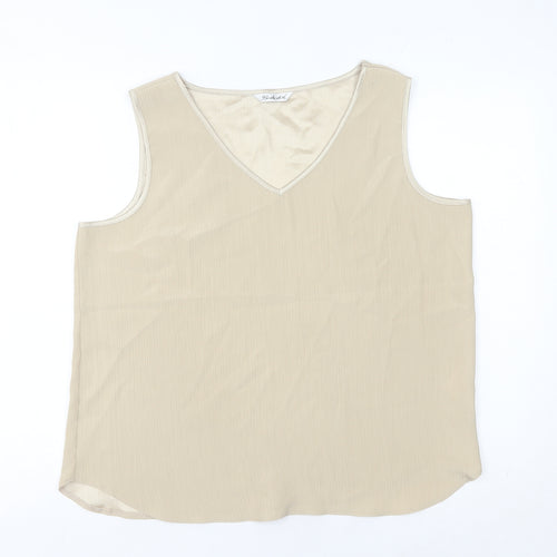 Berkertex Women’s Beige Size 16 V-Neck Sleeveless Tank Top