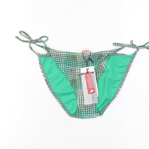 O'Neill Women Green Check Bikini Swim Bottom Size 12 Adjustable
