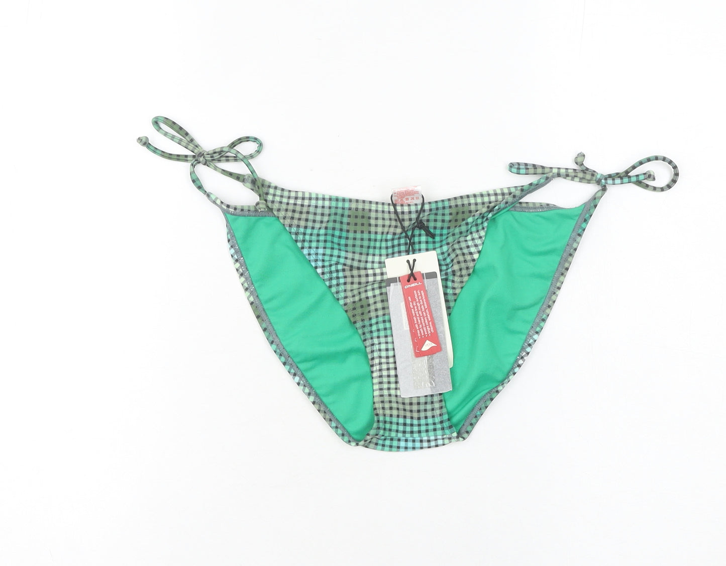 O'Neill Women Green Check Bikini Swim Bottom Size 12 Adjustable