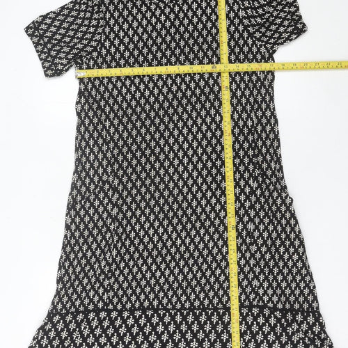 Fat Face Women’s Black Geometric Shift Dress Size 10 Knee Length