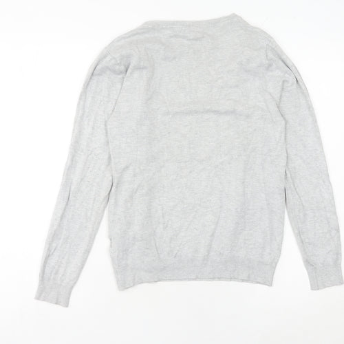 Peacocks Womens Grey Size 10 Ruffle Knit Crew Neck Jumper