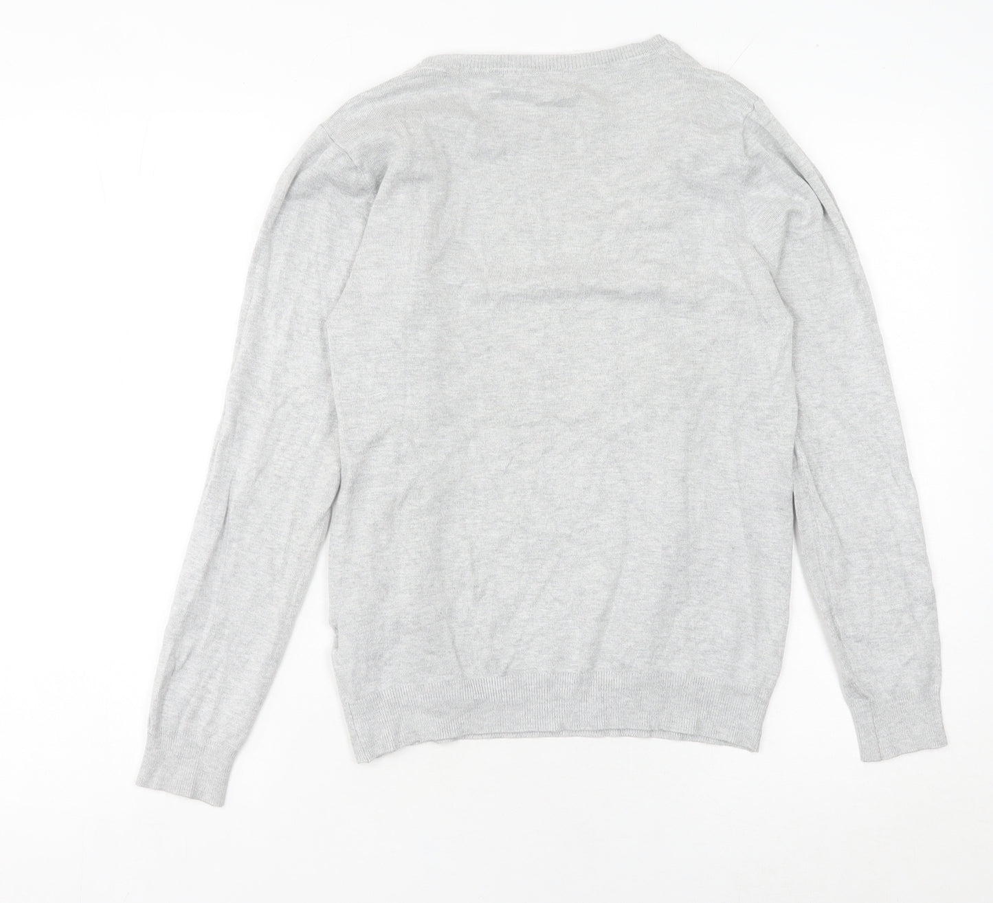 Peacocks Womens Grey Size 10 Ruffle Knit Crew Neck Jumper