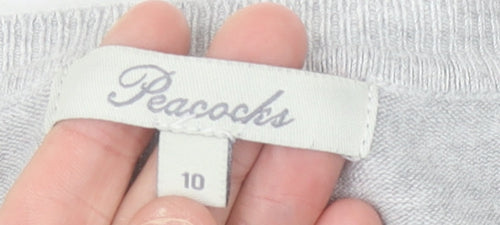 Peacocks Womens Grey Size 10 Ruffle Knit Crew Neck Jumper