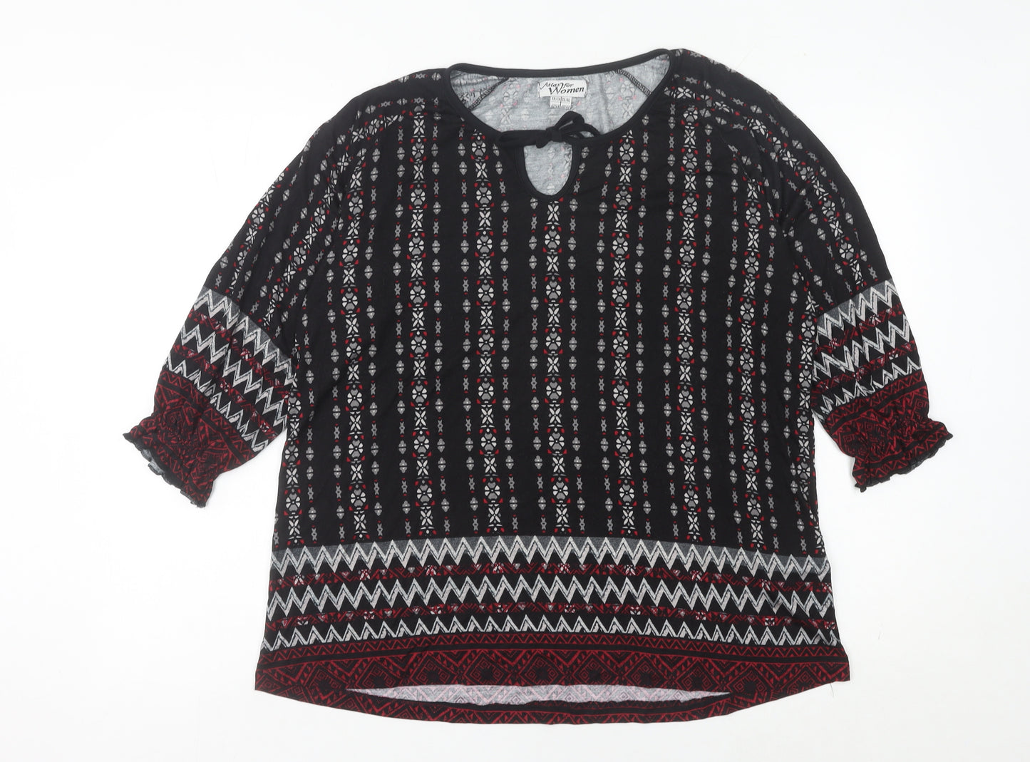 Atlas For Women Tunic Blouse 3/4 Sleeve Multicoloured Geometric Size 14