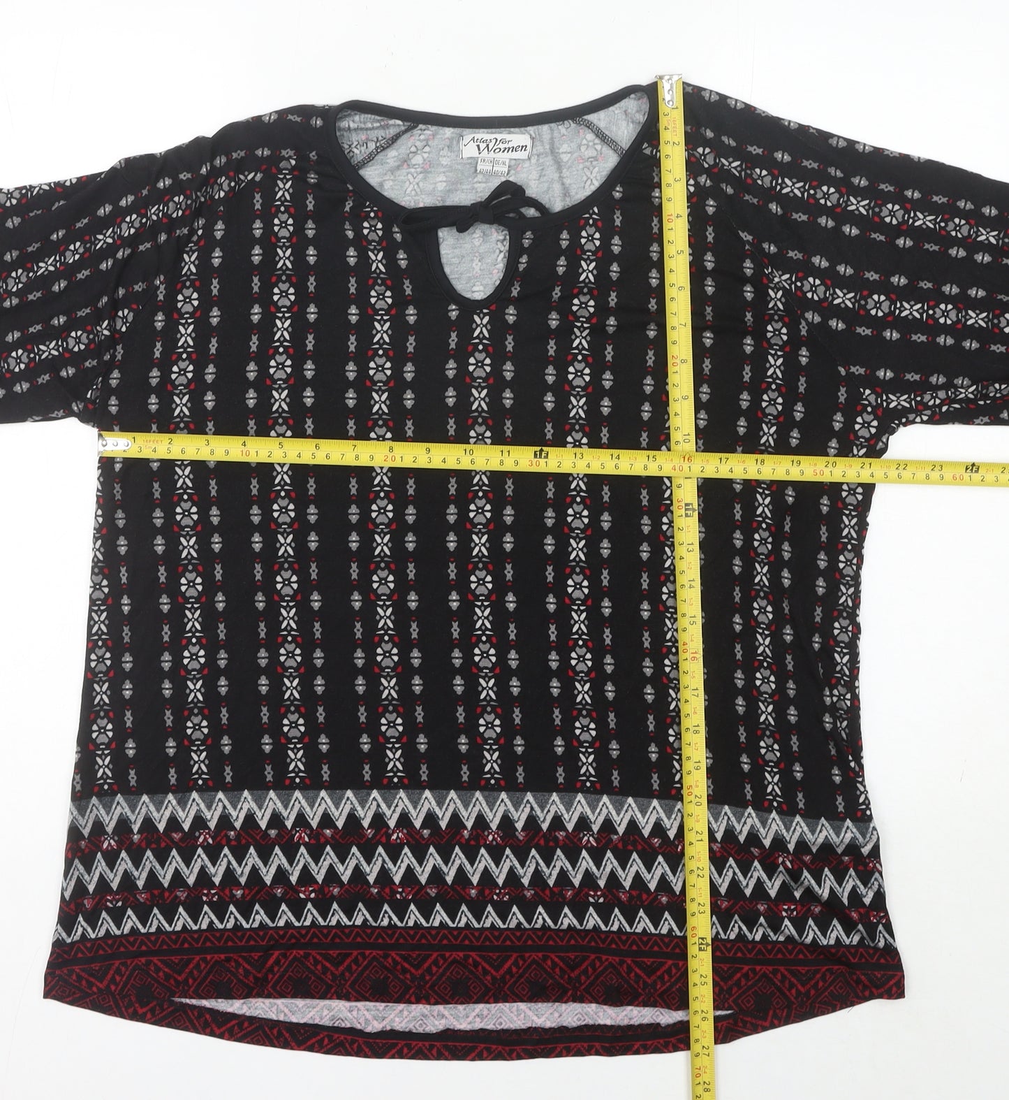Atlas For Women Tunic Blouse 3/4 Sleeve Multicoloured Geometric Size 14