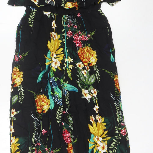 QED London Women’s Multicoloured Floral Halter Wide-Leg Jumpsuit S