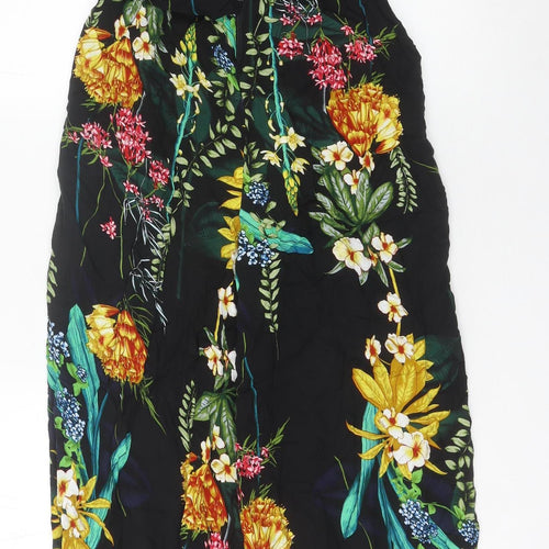QED London Women’s Multicoloured Floral Halter Wide-Leg Jumpsuit S