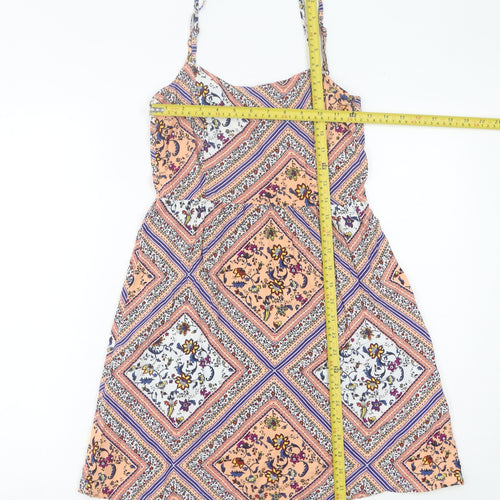 H&M Women’s Multicoloured UK 8 A-Line Scoop Neck Summer Dress
