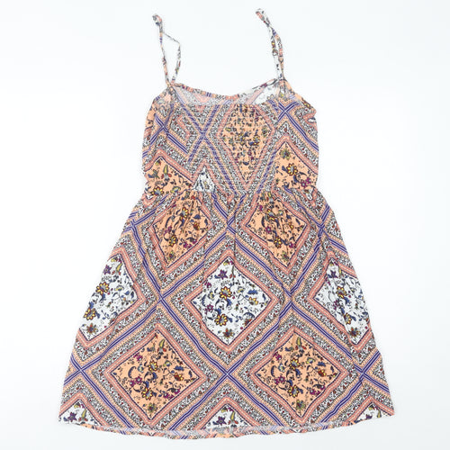 H&M Women’s Multicoloured UK 8 A-Line Scoop Neck Summer Dress