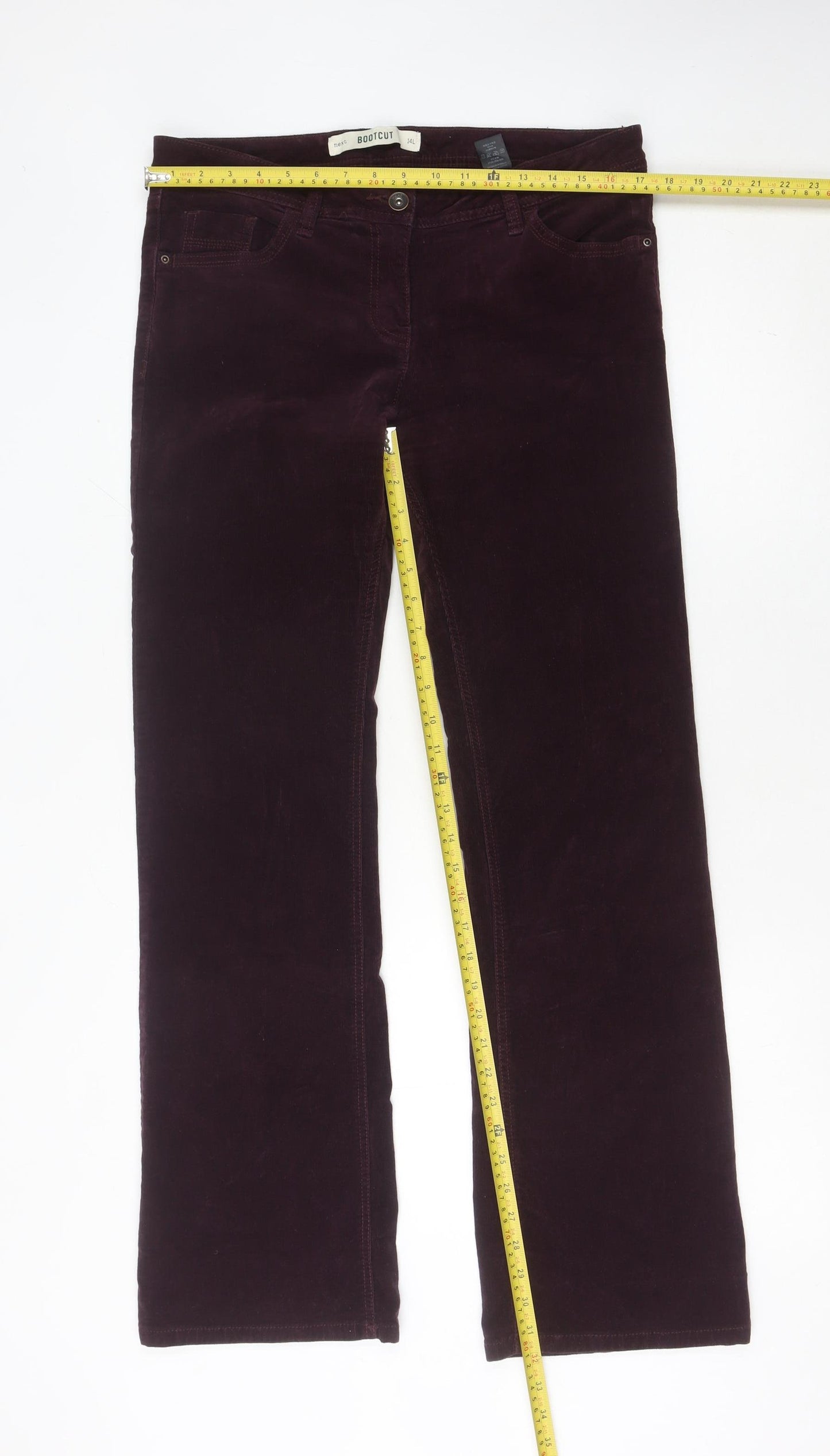 Next Women’s Purple Corduroy Bootcut Trousers Size 14 Tall