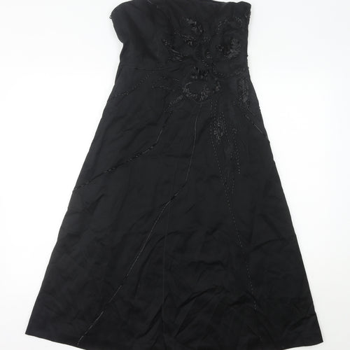 Coast Women’s Black Size 10 Strapless Beaded Long Formal A-Line Dress