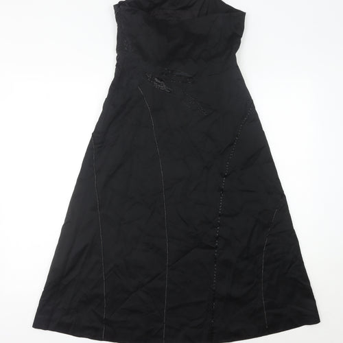 Coast Women’s Black Size 10 Strapless Beaded Long Formal A-Line Dress