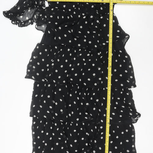 Marks and Spencer Women Black Polka Dot Midi A-Line Dress Size 12