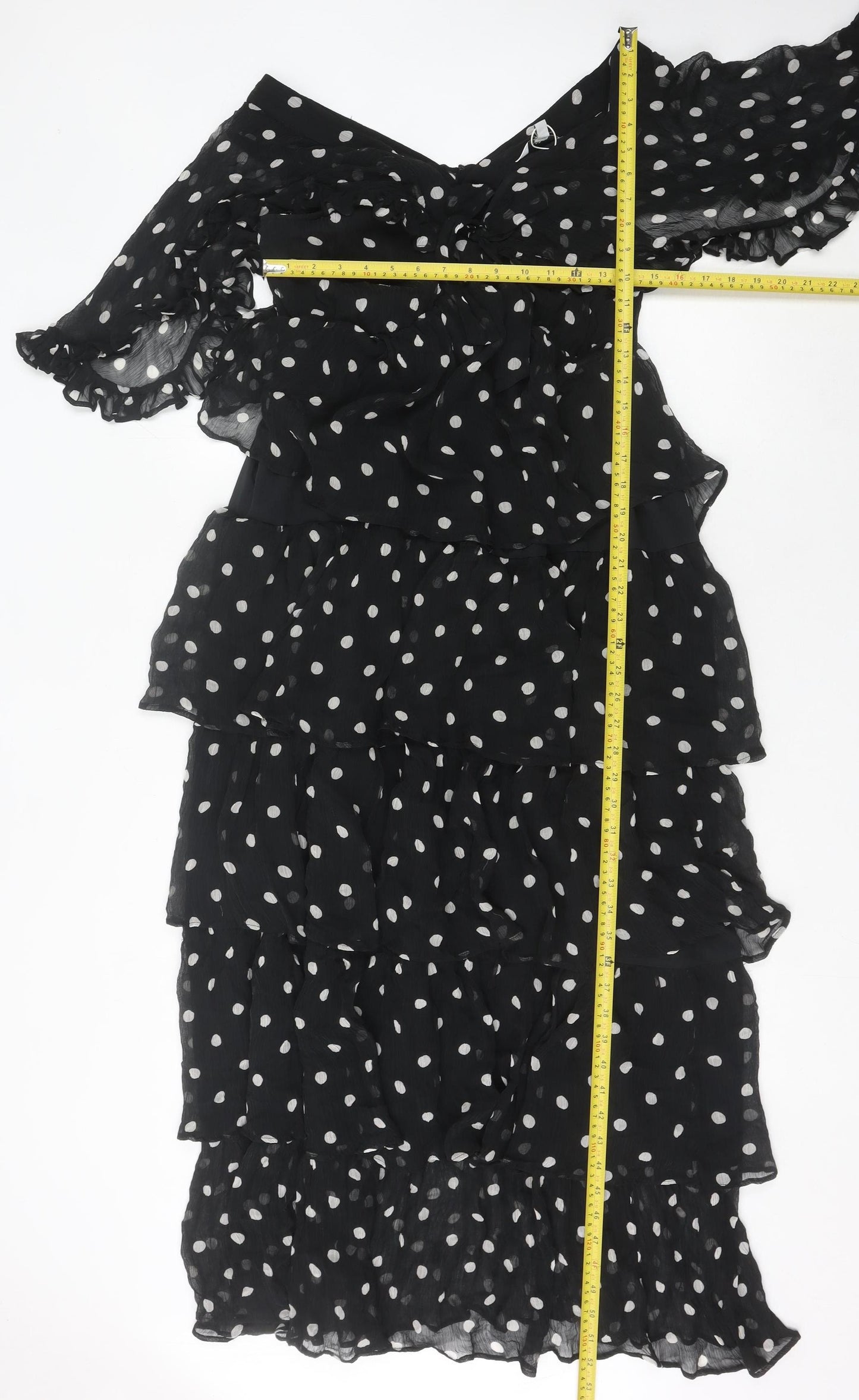 Marks and Spencer Women Black Polka Dot Midi A-Line Dress Size 12