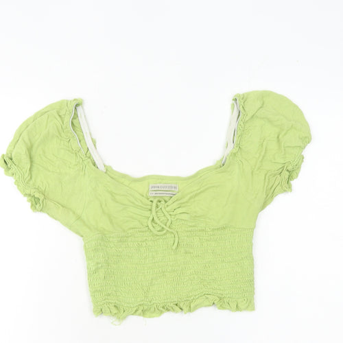 Urban Outfitters Women’s Green Cropped Puff Sleeve Blouse Size S