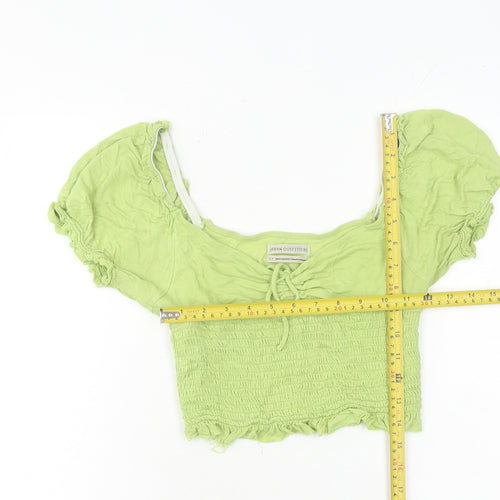 Urban Outfitters Women’s Green Cropped Puff Sleeve Blouse Size S