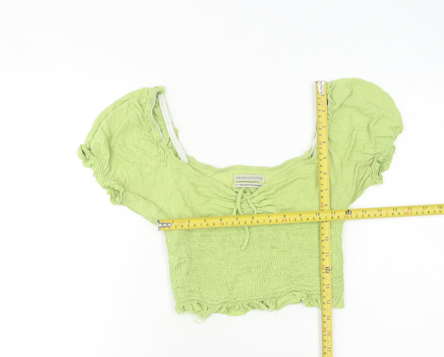 Urban Outfitters Women’s Green Cropped Puff Sleeve Blouse Size S