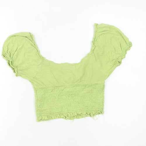Urban Outfitters Women’s Green Cropped Puff Sleeve Blouse Size S