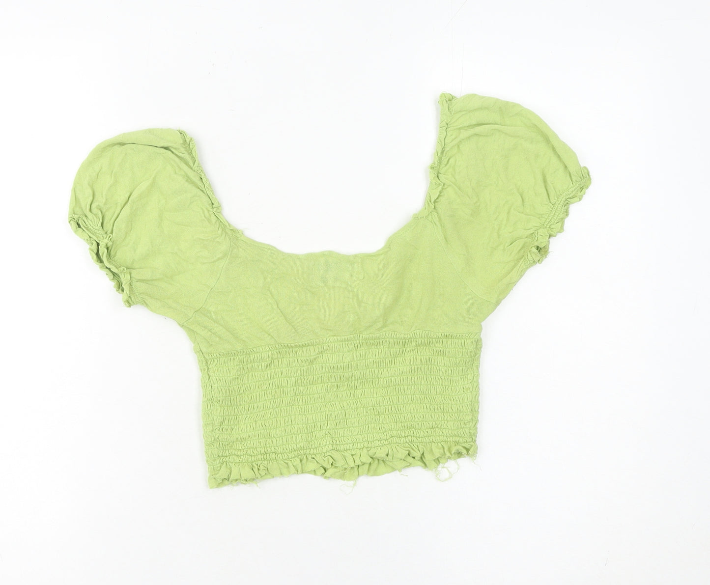 Urban Outfitters Women’s Green Cropped Puff Sleeve Blouse Size S