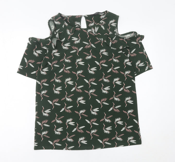 Next Women’s Green Bird Print Cold Shoulder Blouse UK 12