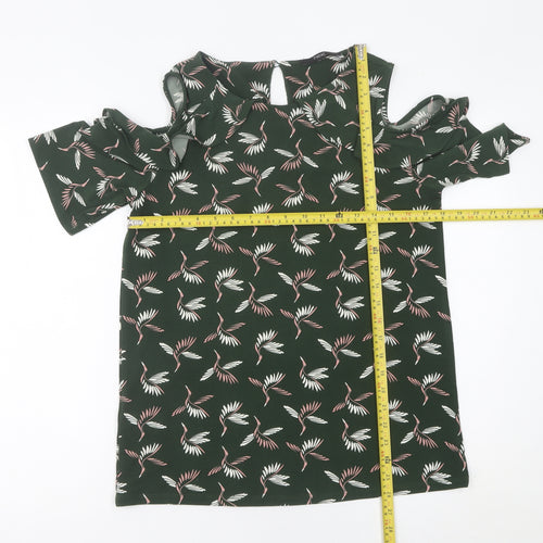 Next Women’s Green Bird Print Cold Shoulder Blouse UK 12