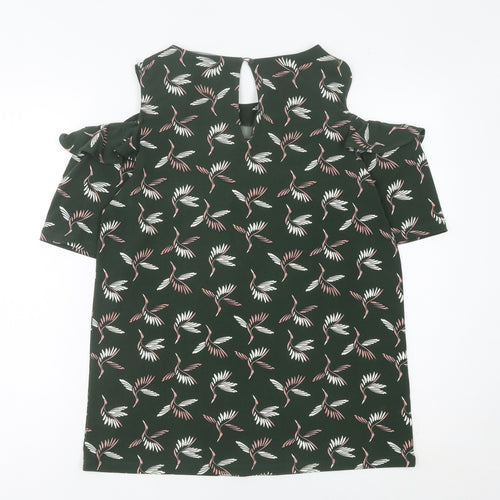 Next Women’s Green Bird Print Cold Shoulder Blouse UK 12
