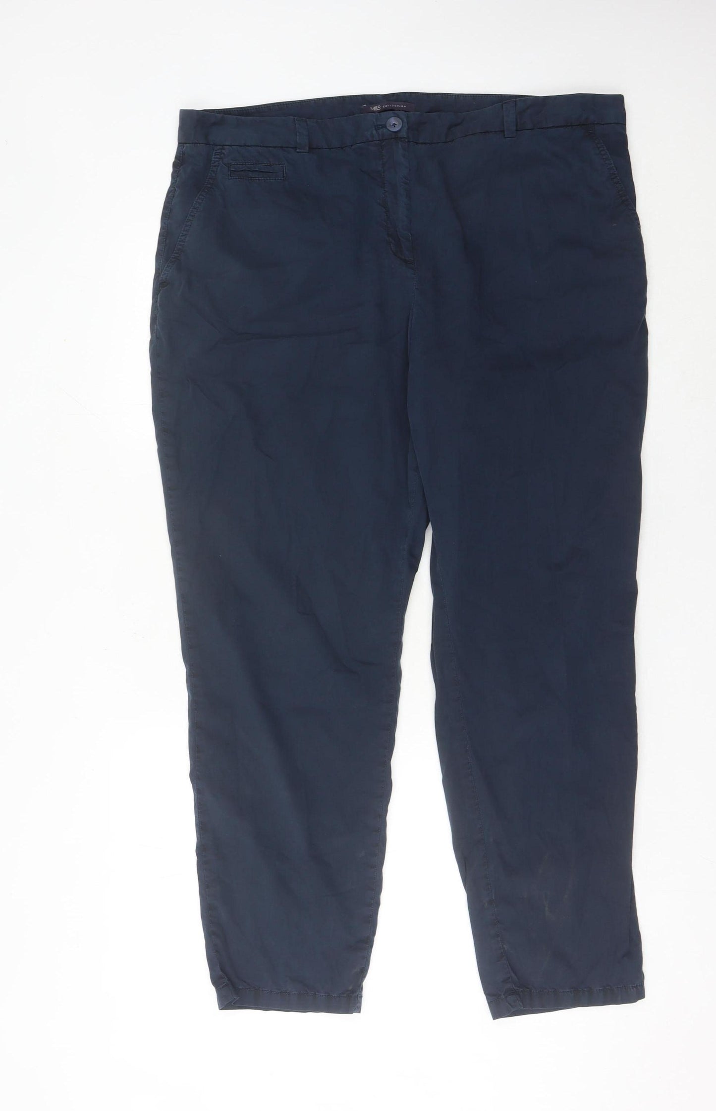 Marks and Spencer Women’s Blue Chino Trousers Size 20 Cotton