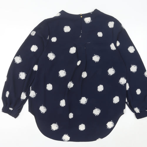 Marks and Spencer Women’s Blue Polka Dot V-Neck Blouse Size 14 Long Sleeve