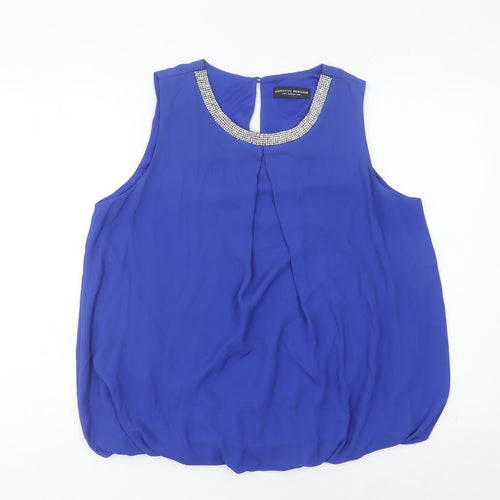 Dorothy Perkins Women’s Blue Beaded Sleeveless Chiffon Blouse UK 16