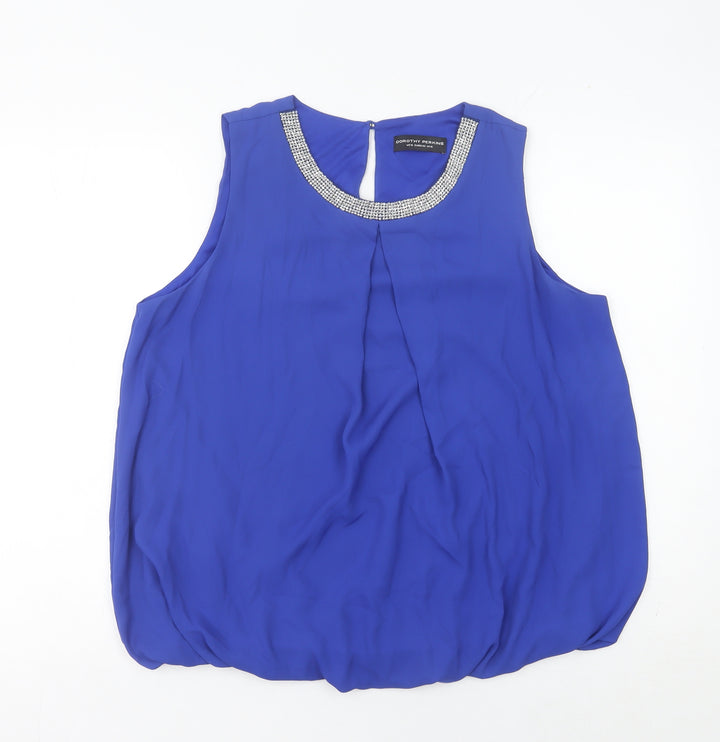 Dorothy Perkins Women’s Blue Beaded Sleeveless Chiffon Blouse UK 16