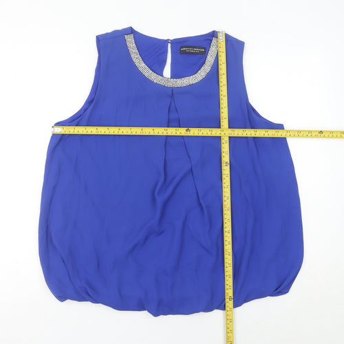 Dorothy Perkins Women’s Blue Beaded Sleeveless Chiffon Blouse UK 16