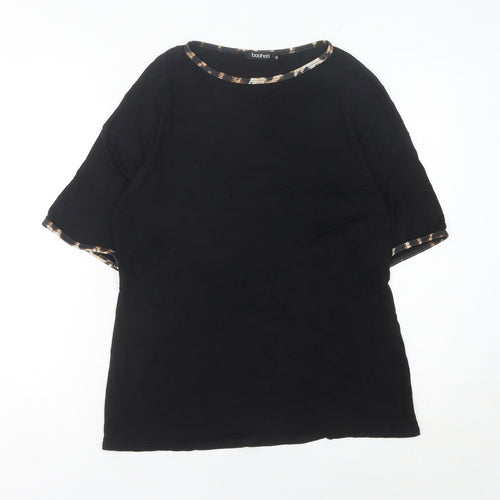 Boohoo Women’s Black Crew Neck Jersey T-Shirt UK 10 Short Sleeve