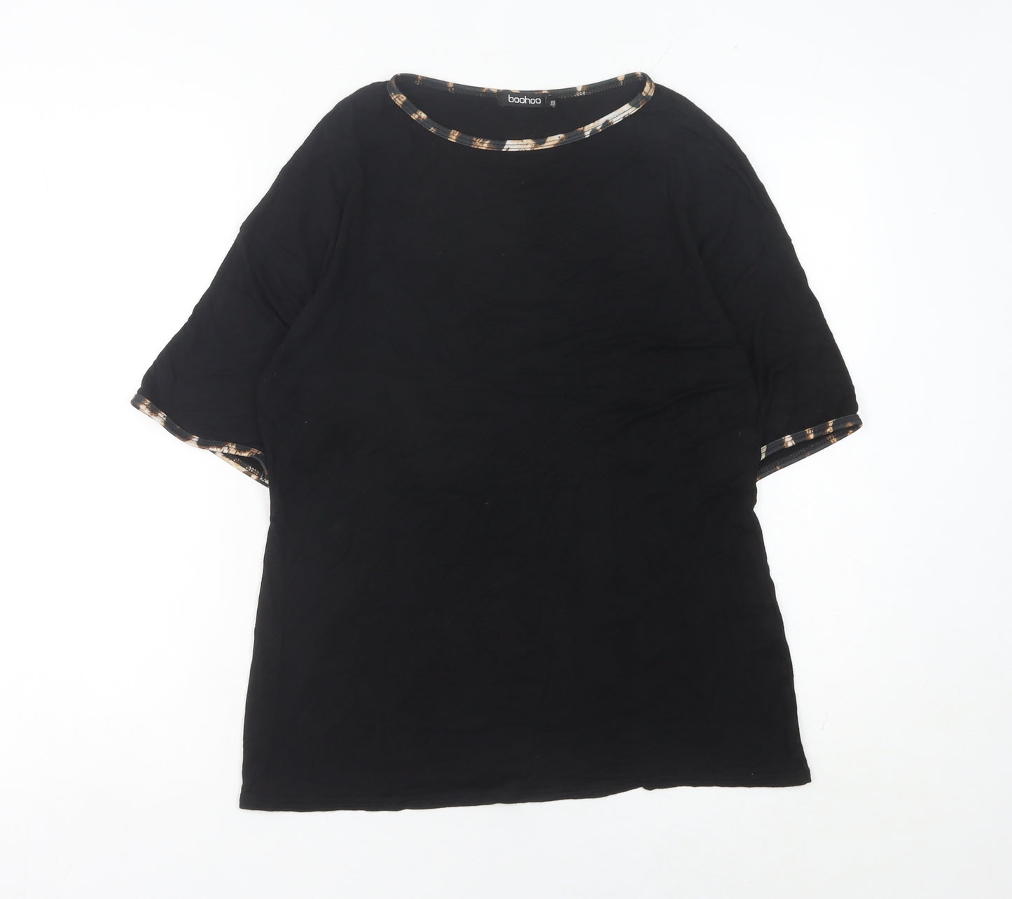 Boohoo Women’s Black Crew Neck Jersey T-Shirt UK 10 Short Sleeve