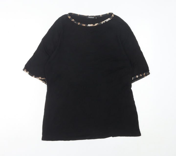 Boohoo Women’s Black Crew Neck Jersey T-Shirt UK 10 Short Sleeve