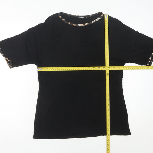 Boohoo Women’s Black Crew Neck Jersey T-Shirt UK 10 Short Sleeve