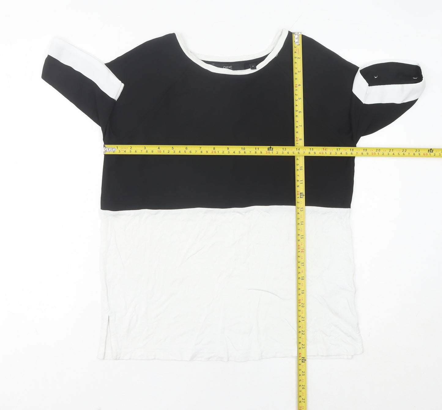 Next Women’s Black White Colourblock Jersey T-Shirt Size 8
