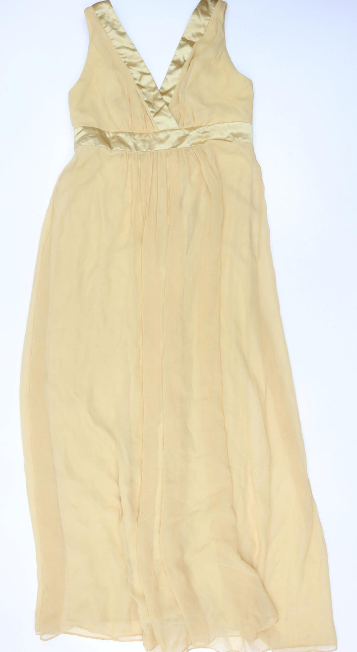 Dessy Collection Women’s Gold Size 14 Maxi Chiffon Formal Dress
