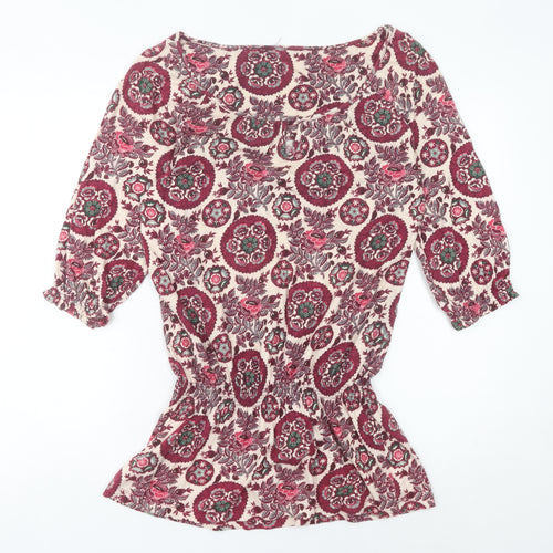 Next Womens Multicoloured Floral Cotton Tunic Blouse Size 12