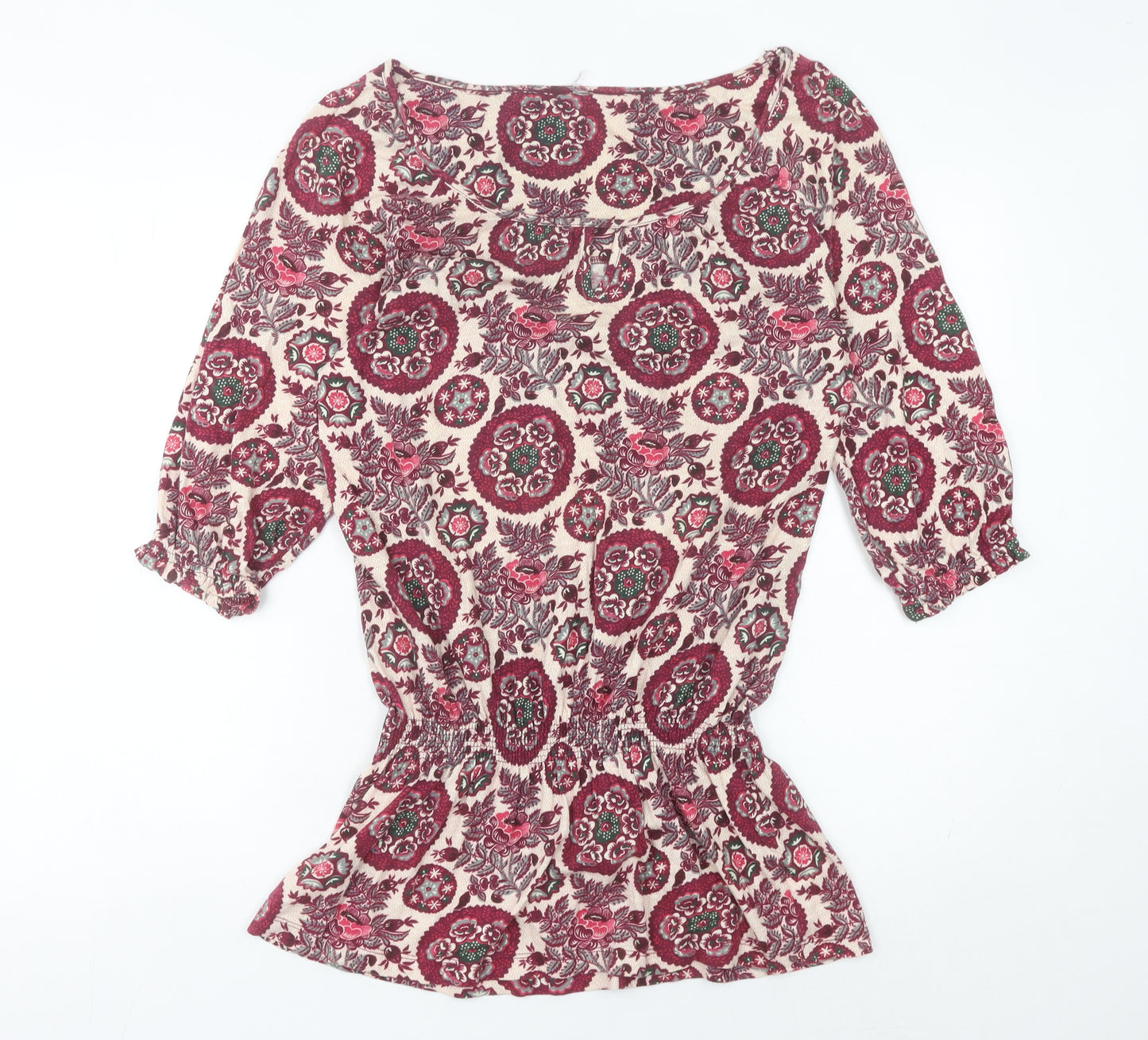 Next Womens Multicoloured Floral Cotton Tunic Blouse Size 12