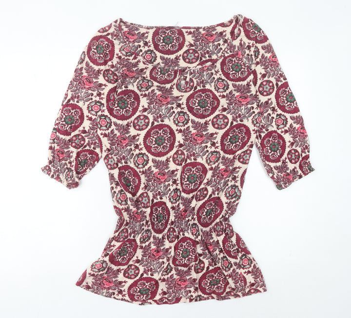 Next Womens Multicoloured Floral Cotton Tunic Blouse Size 12