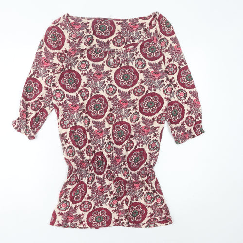 Next Womens Multicoloured Floral Cotton Tunic Blouse Size 12