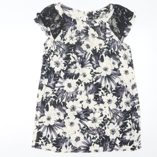 k & d London Women's Multicoloured Floral Shift Dress Size 16 Summer Lace Knee Length